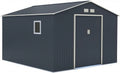 Cabane de Jardin en Acier Galvanisé 13m² Anthracite avec Ancrage et Fenêtre