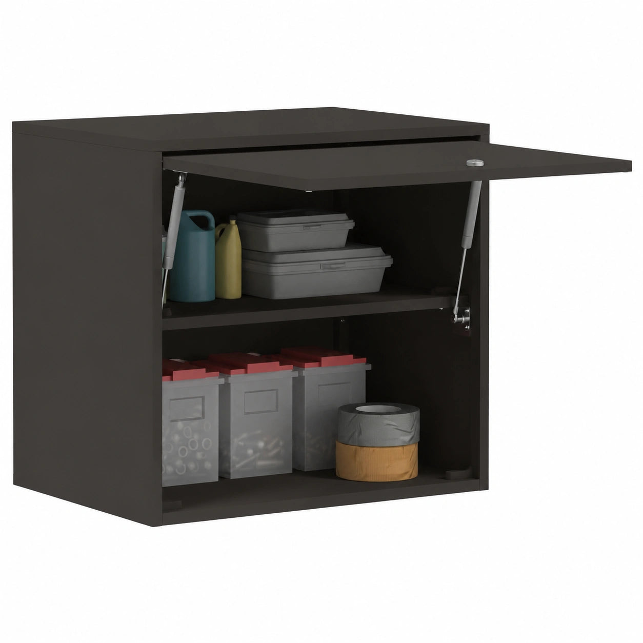 Armoire Murale Noire pour Garage 60x40x53 cm, Rangement Moderne, Meuble Pratique