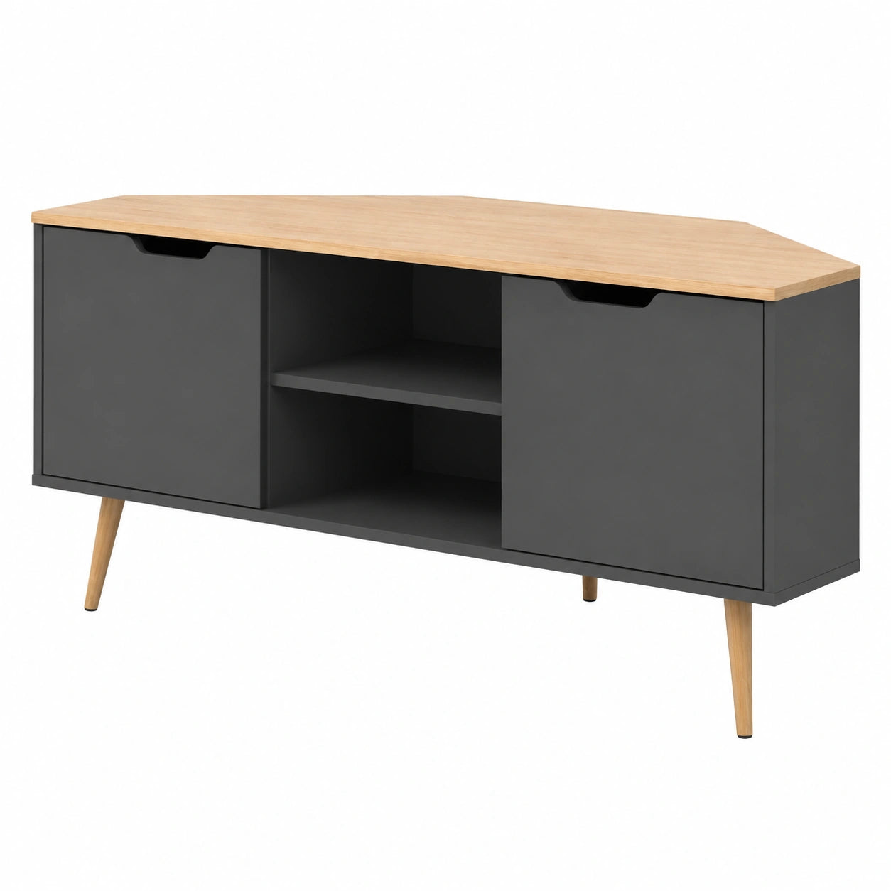 Meuble TV, chêne et gris anthracite, 115 cm