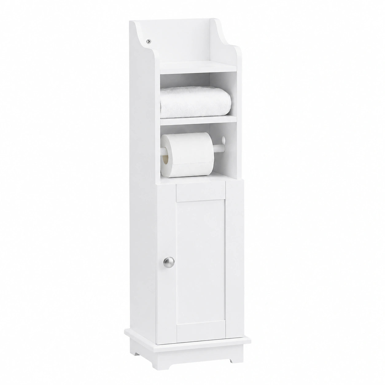 Meuble de Salle de Bain Étroit avec Rangement et Porte-Papier