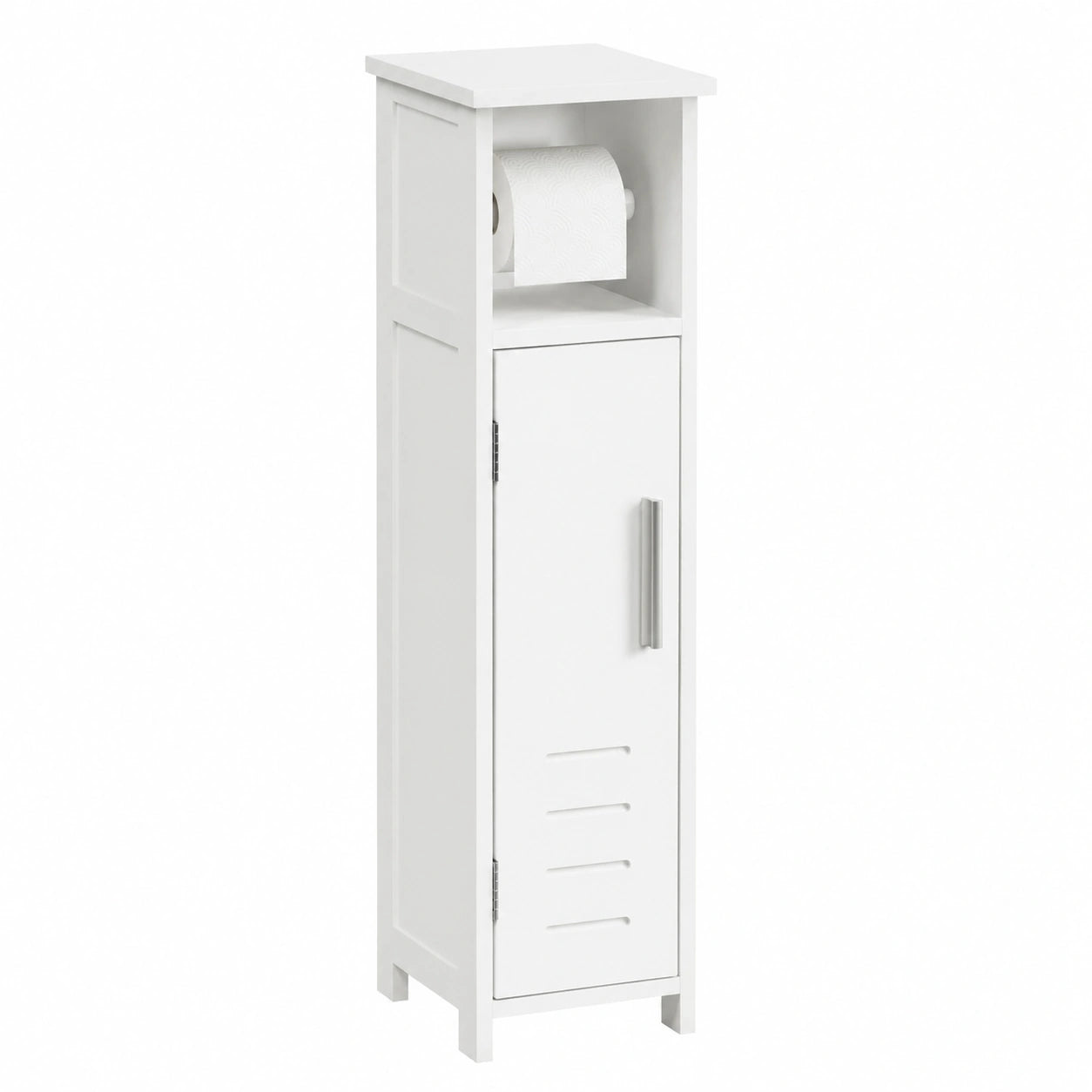 Armoire Étroite de Salle de Bain, Rangement Compact pour Papier Toilette, Gain de Place, Idéal pour Petits Espaces, 18 x 18 x 71 cm, Blanc
