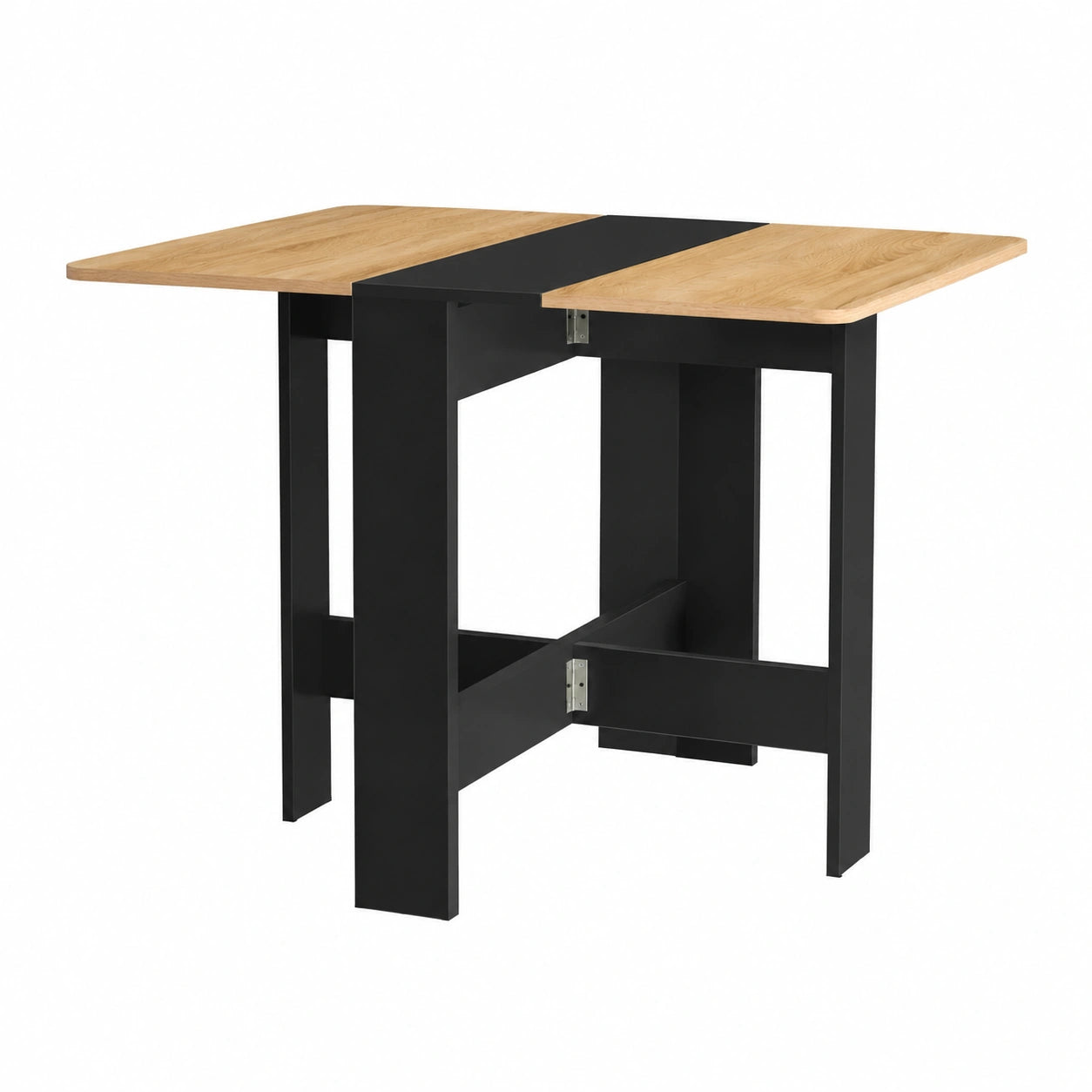 Table Console Pliable pour 2 à 4 Personnes en Bois Noir