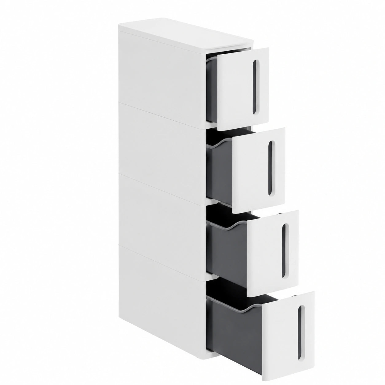 Chariot de Rangement à Roulettes avec 4 Tiroirs pour Petits Espaces, Blanc et Gris
