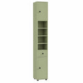Armoire Haute de Salle de Bain avec Étagères et Tiroir, Design Moderne, Vert