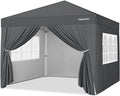 Pavillon de Jardin 3x3m, Tente Pliante avec Parois Amovibles, Idéal pour Événements Extérieurs, Couleur Gris Foncé