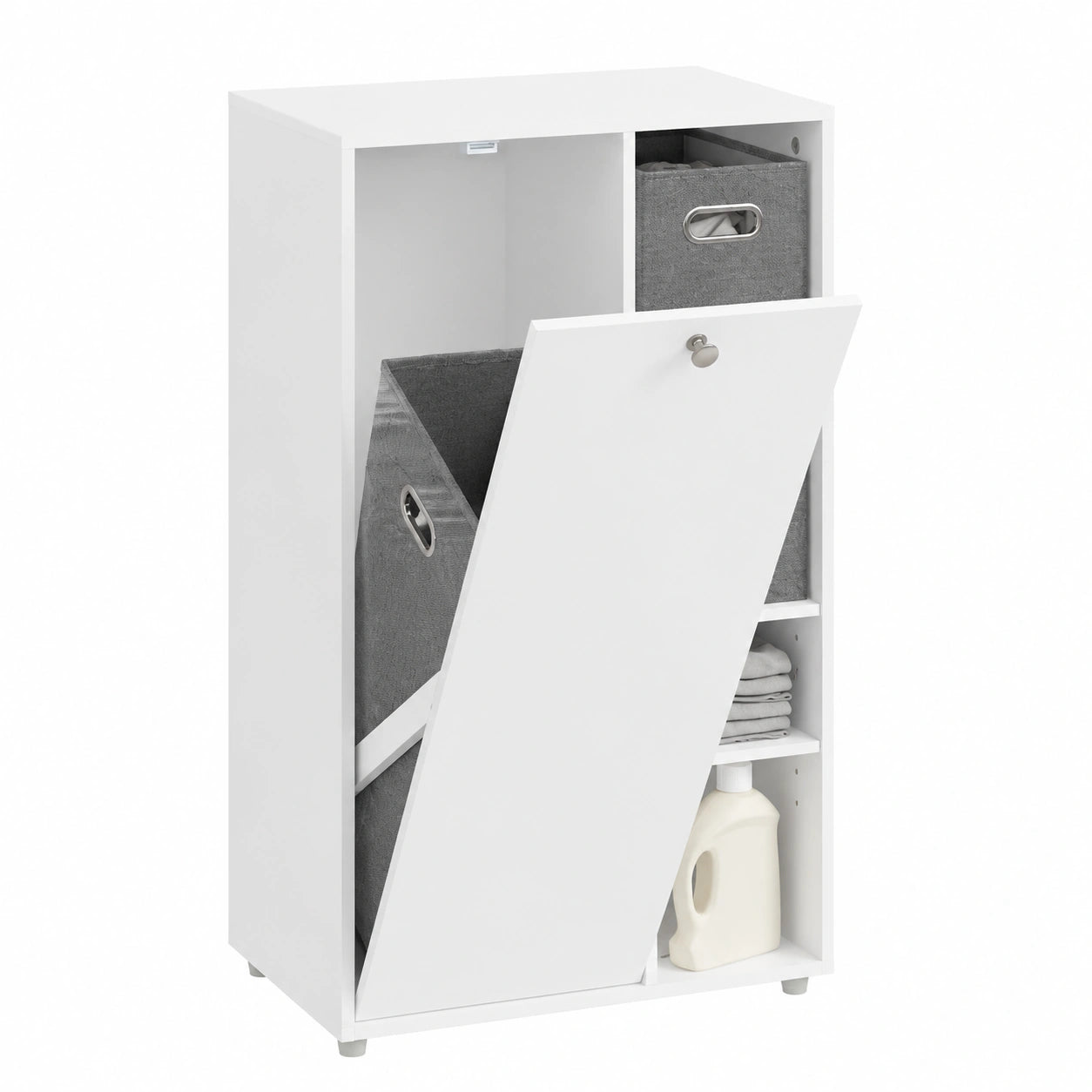 Armoire de Rangement avec Panier à Linge Intégré pour Salle de Bain