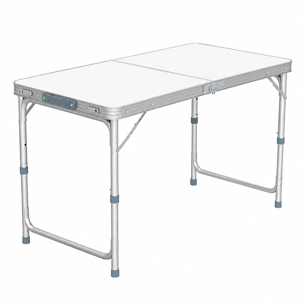 Table de Camping Aluminium Pliante 120 cm, Hauteur Réglable 3 Niveaux