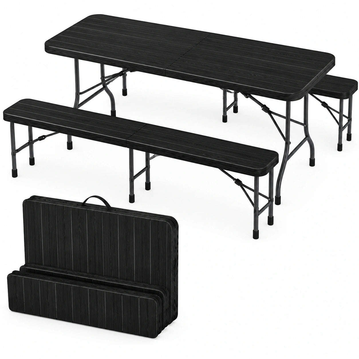 Ensemble table et bancs pliants pour extérieur, 8 personnes