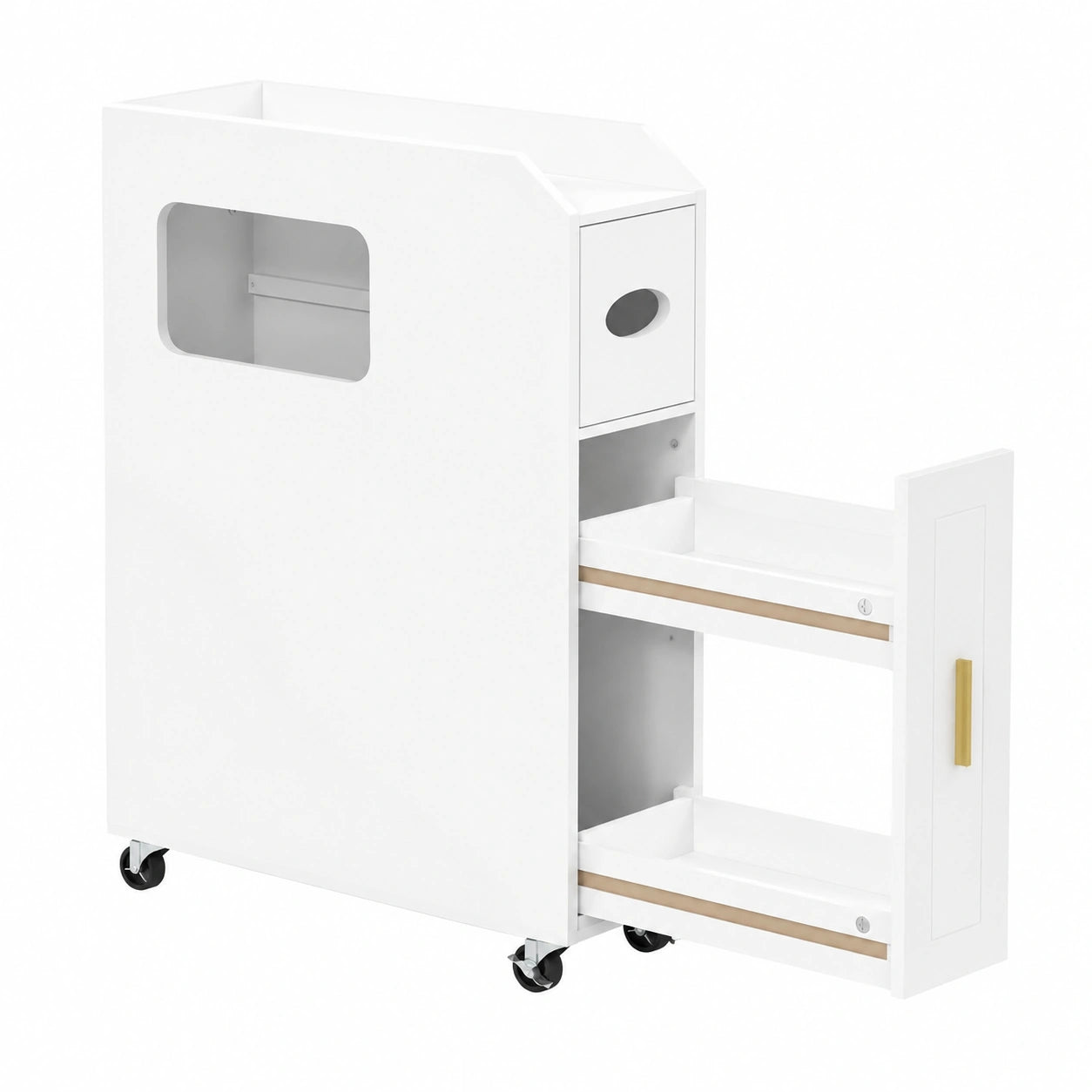 Meuble de Rangement Économiseur d'Espace pour Salle de Bain avec Porte-Brosse et Tiroir