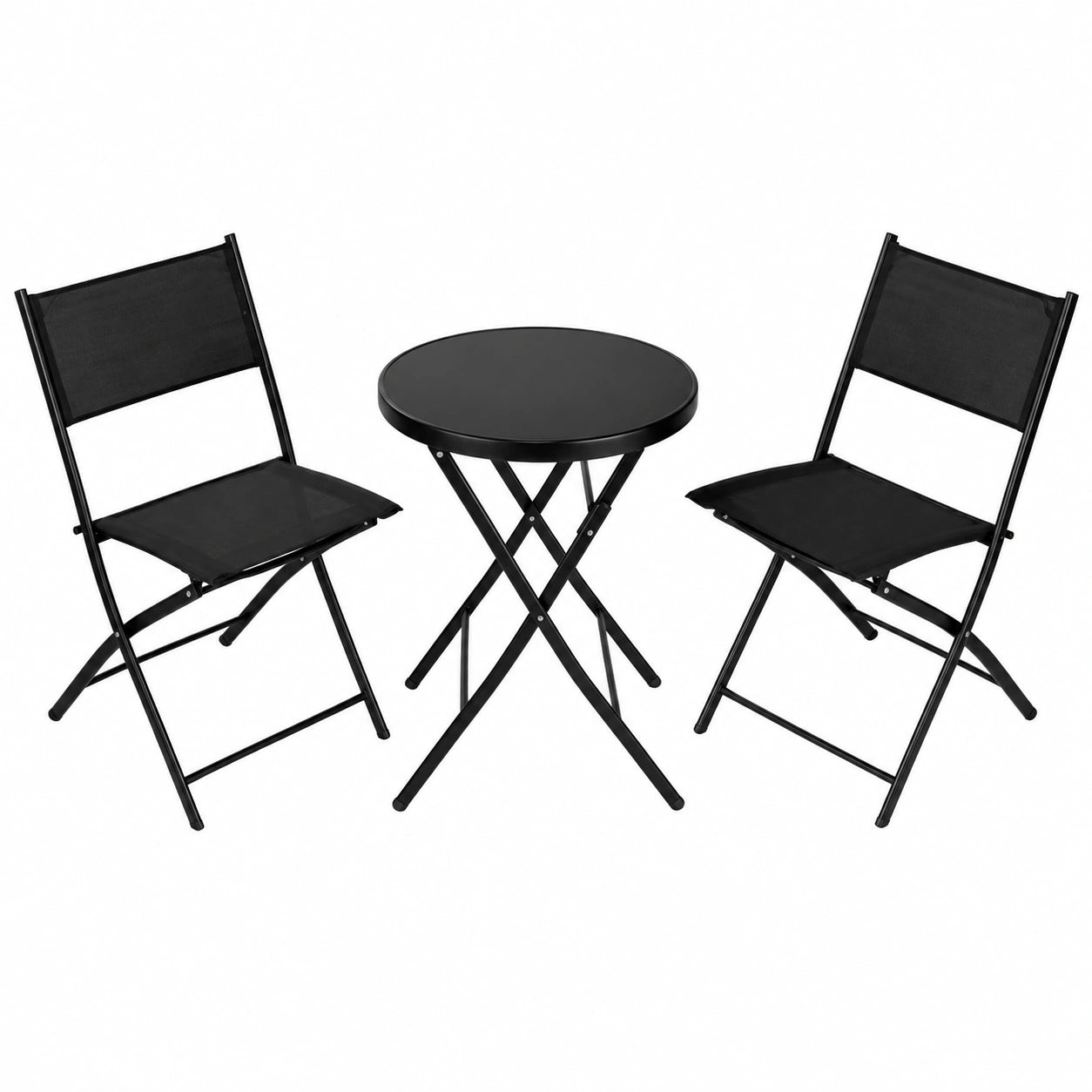 Ensemble de Jardin: Table Ronde et Chaises Pliantes pour 2 Personnes