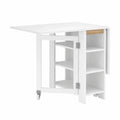 Table Pliante Moderne sur Roulettes avec Étagères pour Petits Espaces