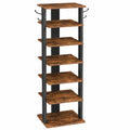Étagère à chaussures 8 niveaux, rangement pratique pour entrée et salon, finition marron rustique