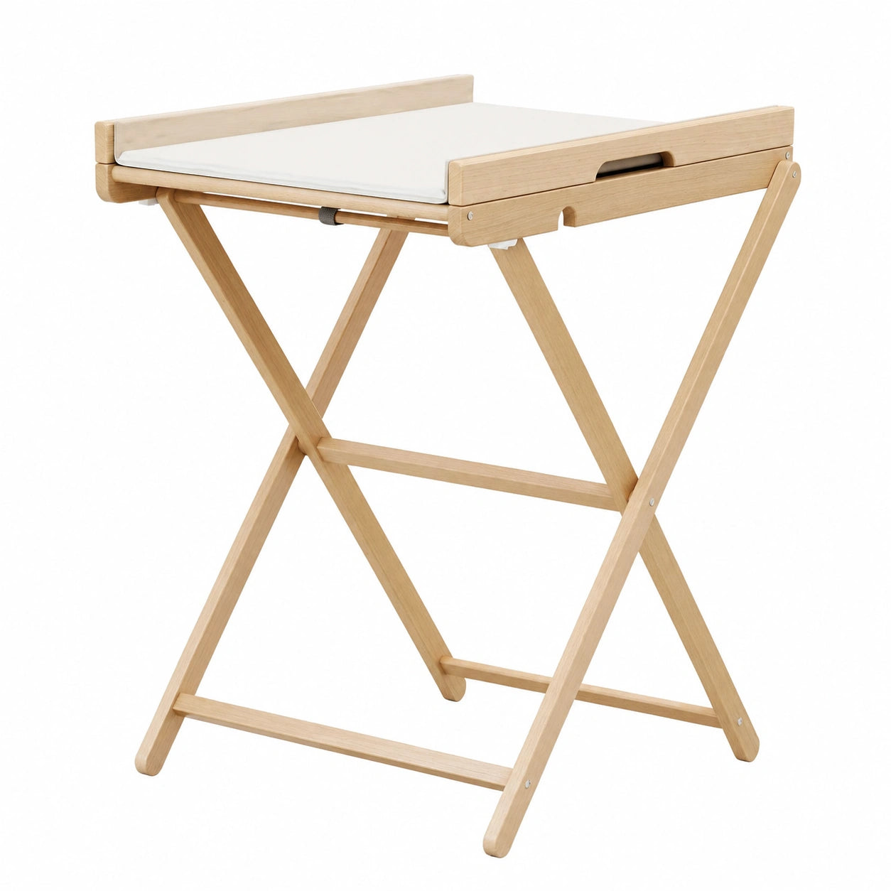 Table à langer pliante en hêtre verni avec matelas PVC