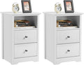 Lot de 2 Tables de Chevet Blanches avec 2 Tiroirs et Compartiment en Bois - Yaheetech