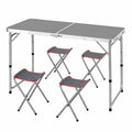 Table pliante en aluminium avec tabourets pour extérieur, hauteur ajustable