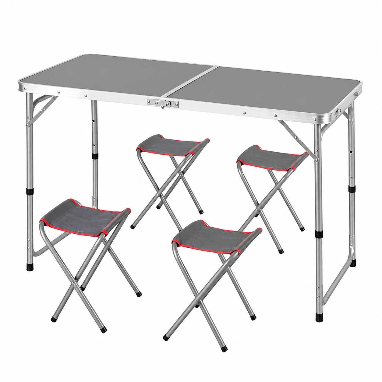 Table pliante en aluminium avec tabourets pour extérieur, hauteur ajustable