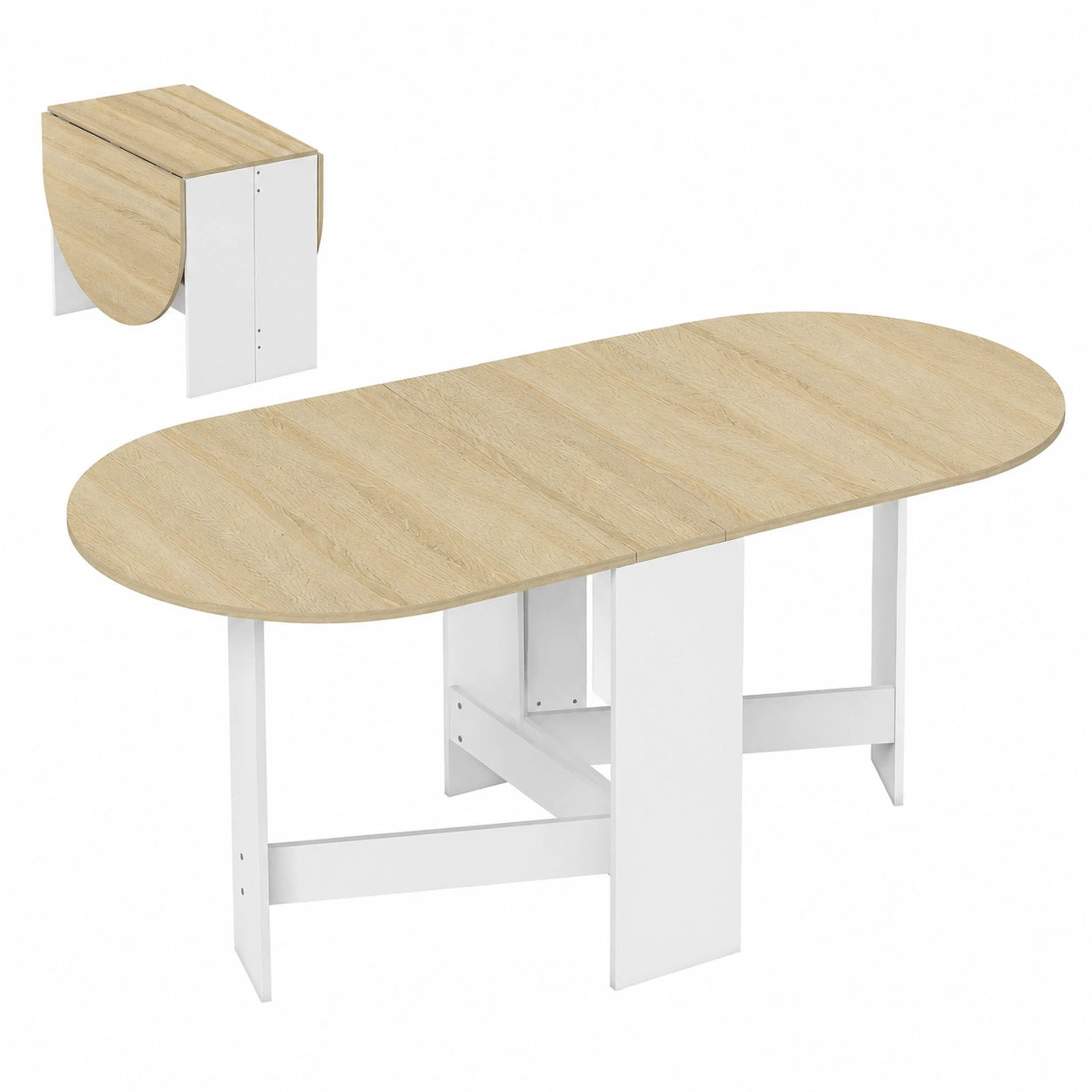 Table pliante ovale pour cuisine, 6 personnes, idéale petits espaces