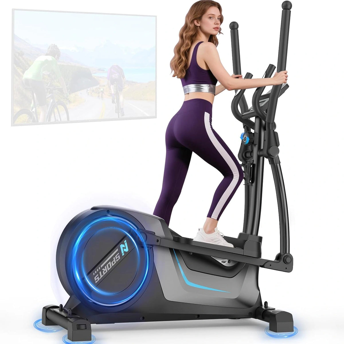 Vélo Elliptique Neezee, Silencieux avec 16 Niveaux de Résistance, Foulée 42 cm, Volant 8 kg, Écran LCD, Capacité 150 kg