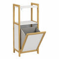 Meuble de Salle de Bain Compact avec Panier à Linge et Étageres