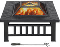 Foyer Extérieur Multifonction 3 en 1 81x81x50cm pour Terrasse avec Grille de Protection
