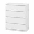 Meuble de Rangement Blanc avec 4 Tiroirs sans Poignées