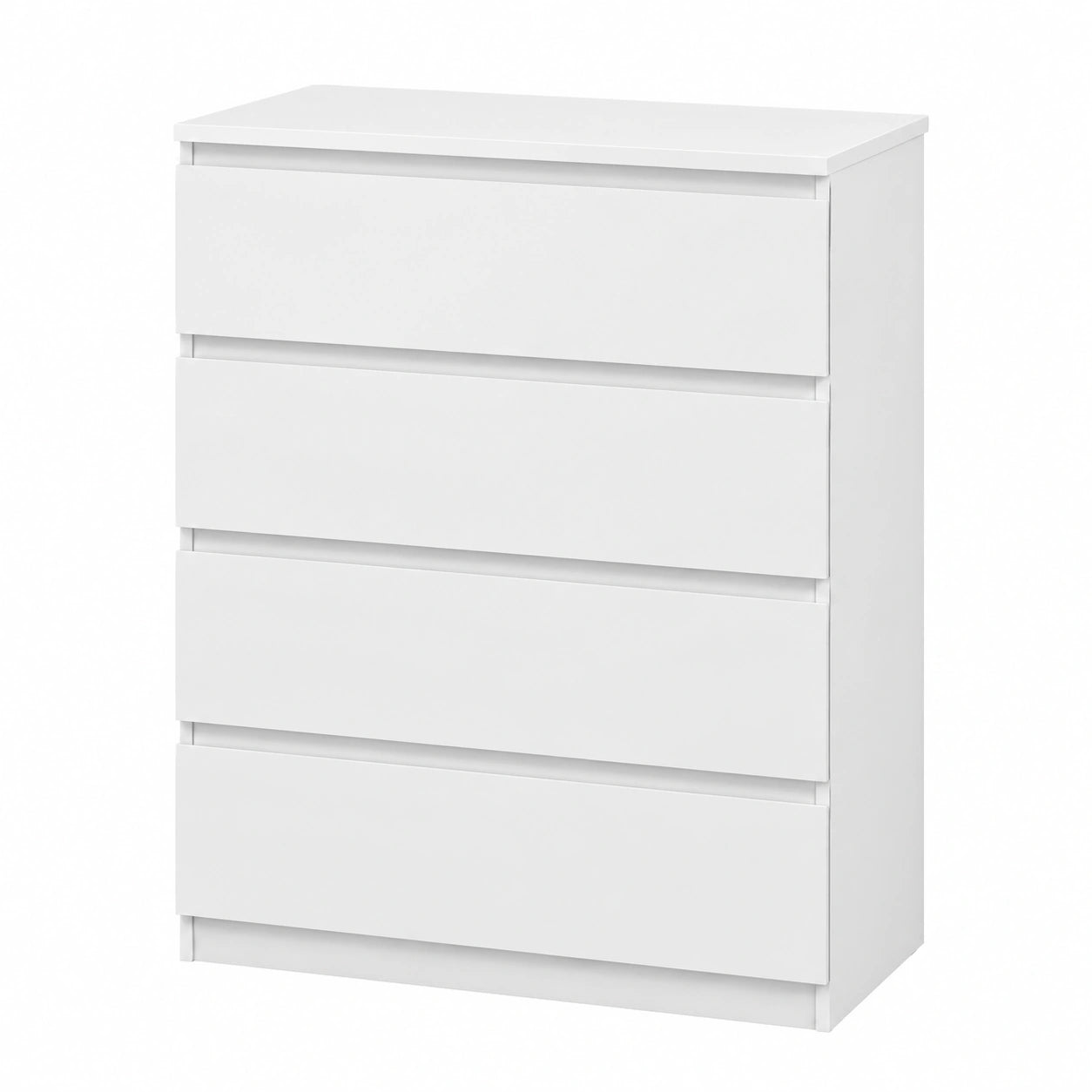 Meuble de Rangement Blanc avec 4 Tiroirs sans Poignées