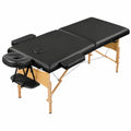 Table de Massage Pliante 70 cm en Bois Massif, 2 Sections, Noir