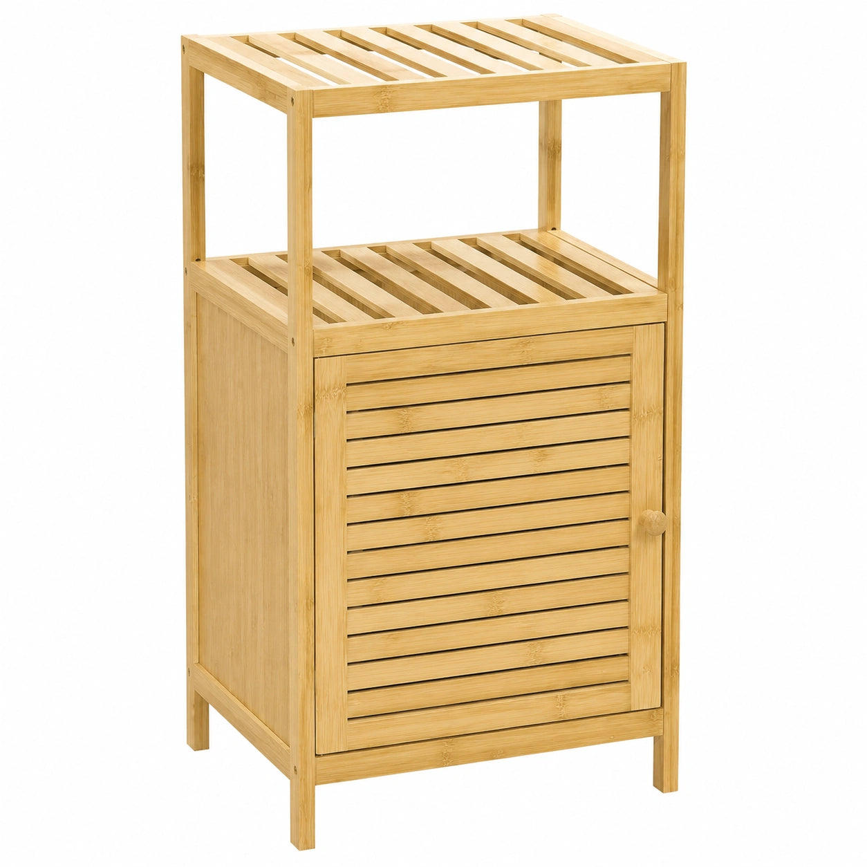 Meuble de salle de bain en bambou avec placard et rangement