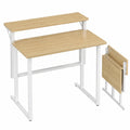 Bureau Pliable Compact avec Support Moniteur, 80 x 62 cm, Idéal pour Espace Réduit, Montage Facile