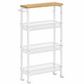 Étagère de Cuisine à Roulettes, 4 Niveaux, Design Compact, Beige et Blanc