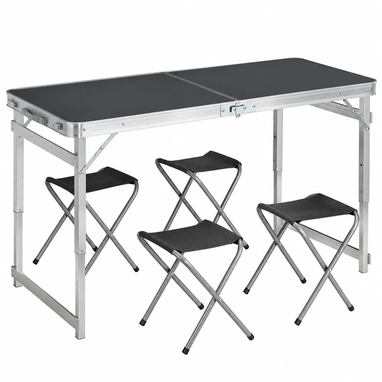 Table pliante de camping avec quatre chaises et hauteur ajustable