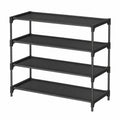 Étagère à chaussures 4 niveaux, rangement gain de place, métal et tissu, noir