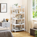 Étagère de Rangement YITAHOME 5 Niveaux en Bois et Acier, Style Industriel avec Crochets, Pour Salon ou Bureau, Blanc