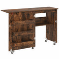 Table pliante de couture avec espace de rangement et roulettes