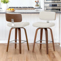 LUE BONA Lot de 2 Tabourets de Bar Pivotants en Simili Cuir, Hauteur 67 cm, avec Dossier et Repose-Pieds, Bois Blanc, Pour Cuisine et Bar