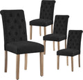 Set de 4 chaises de salle à manger avec dossier haut et pieds en bois, assise confortable, pour maison, bureau, cuisine, bar, salle de réunion, hôtel - Noir